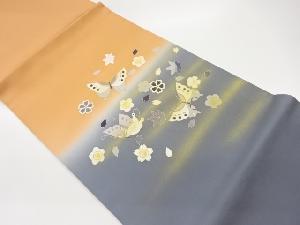 金彩桜紅葉蝶模様開き名古屋帯（額縁仕立て）